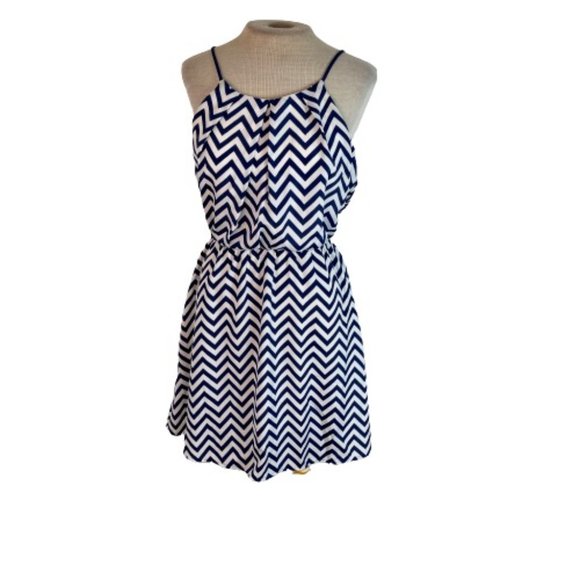 My Michelle Dresses & Skirts - My Michelle Chevron Stripe Mini Tank Dress Blue